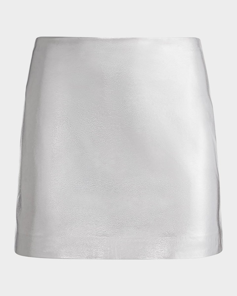 Elana Metallic Vegan Leather Mini Skirt